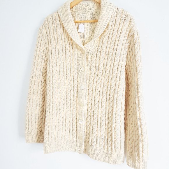 Vintage Cozy Pure Wool Fisherman's Sweater Made in England Heavy Wool Size M - Picture 2 of 10